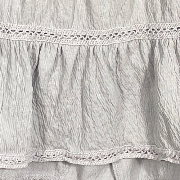Anthropologie Meadow Rue Boho Tiered Ruffle Crochet Lace Peplum Blouse Gray S - Picture 11 of 11